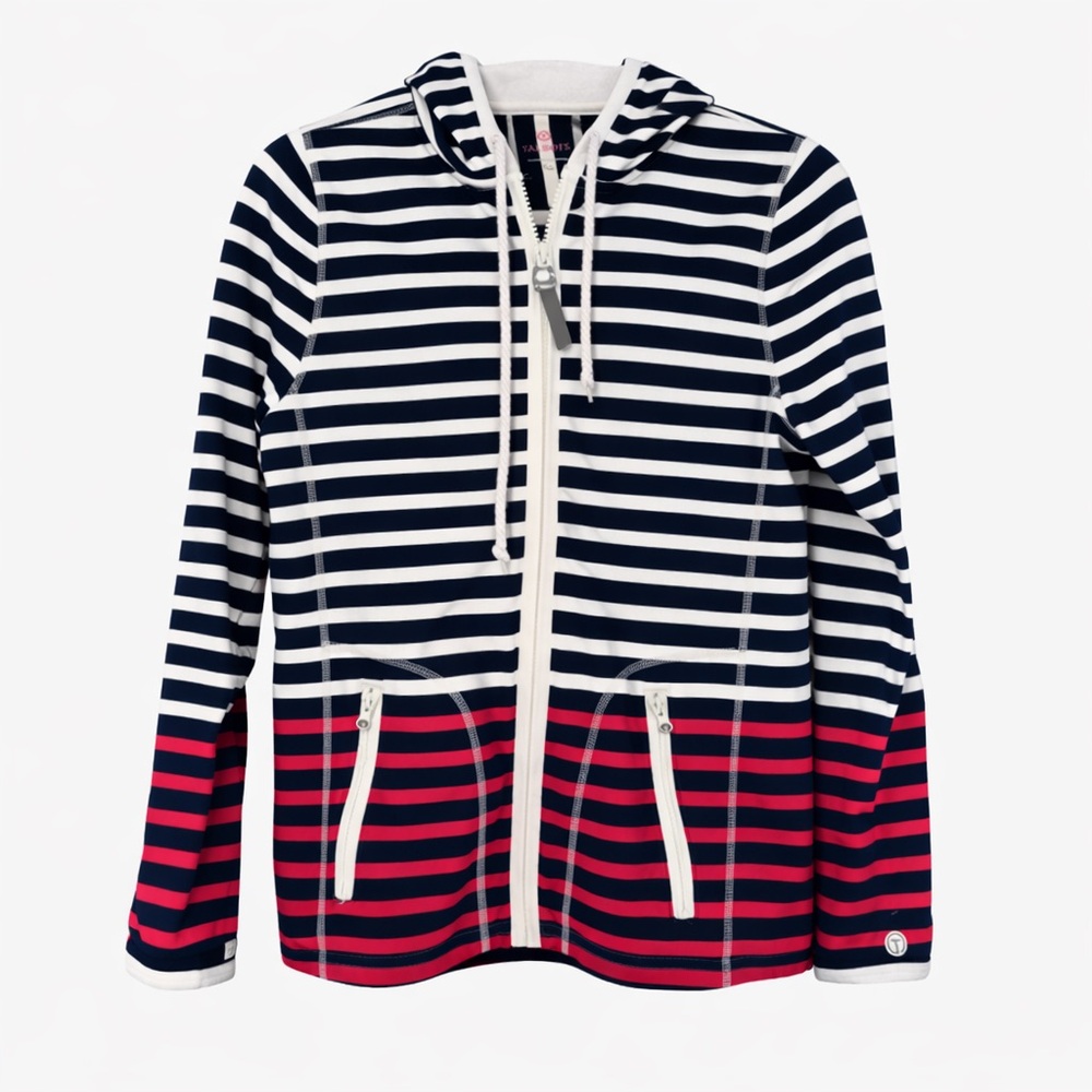 Talbots Striped Hooded Athletic Jacket